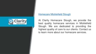 Homecare Micklefield Slough  Clarity Homecare Slough