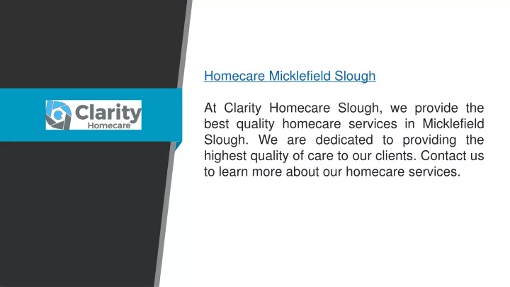 homecare micklefield slough at clarity homecare