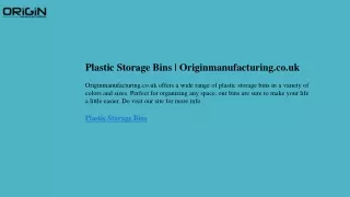 Plastic Storage Bins  Originmanufacturing.co.uk