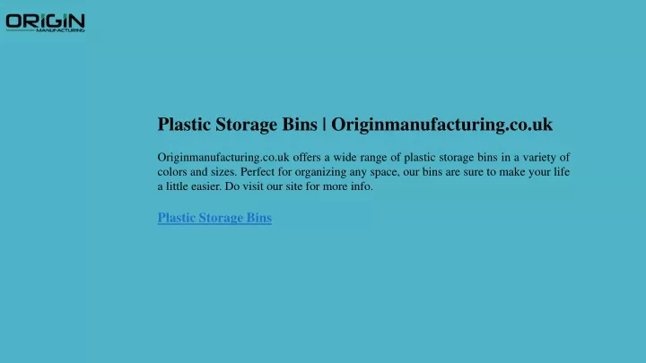plastic storage bins originmanufacturing