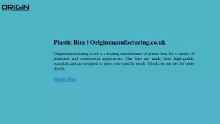 Plastic Bins  Originmanufacturing.co.uk