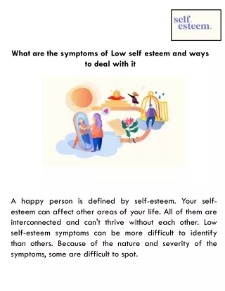 What are the symptoms of Low self esteem and ways to deal with it
