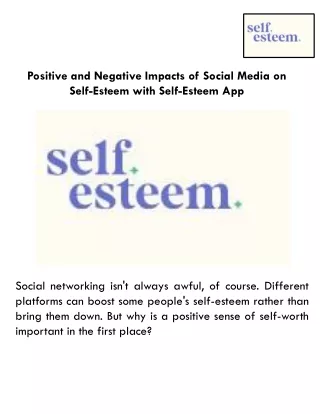 Positive and Negative Impacts of Social Media on Self-Esteem with Self-Esteem App