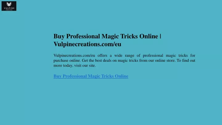 buy professional magic tricks online