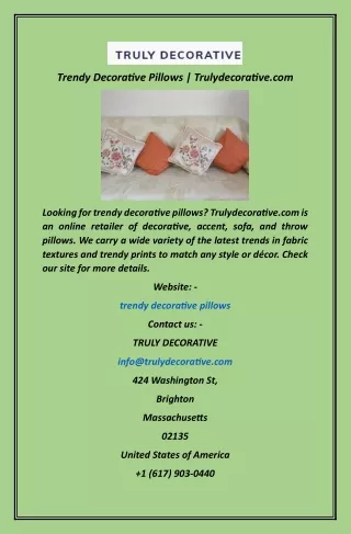 Trendy Decorative Pillows  Trulydecorative