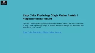 Shop Color Psychology Magic Online Austria  Vulpinecreations.comeu