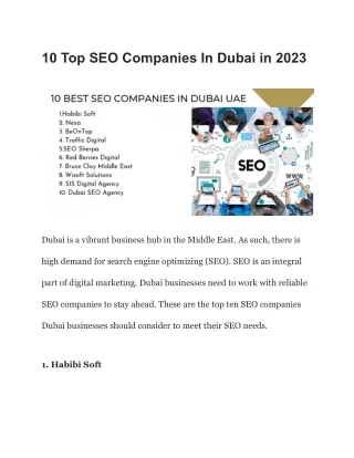 SEO Companies In Dubai
