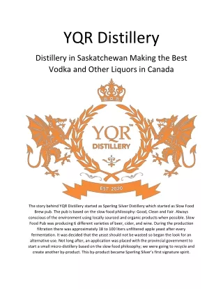 YQR Distillery