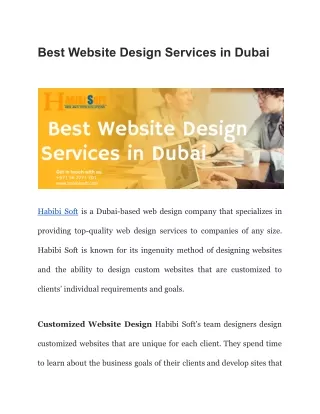 Best Website Design Services in Dubai