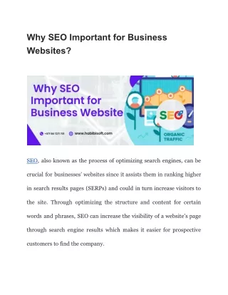 Why SEO Important for Business Websites