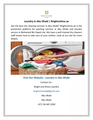 Laundry in Abu Dhabi  Brightnshine.ae