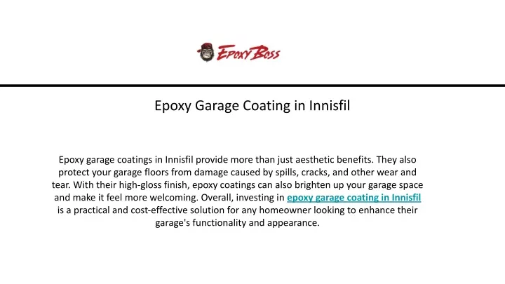 epoxy garage coating in innisfil