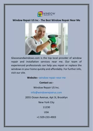 Window Repair US Inc - The Best Window Repair Near Me