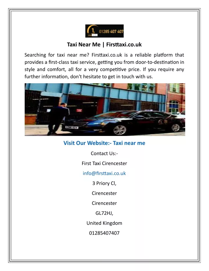 taxi near me firsttaxi co uk