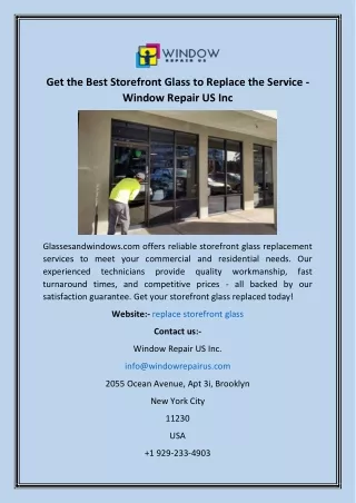 Get the Best Storefront Glass to Replace the Service - Window Repair US Inc
