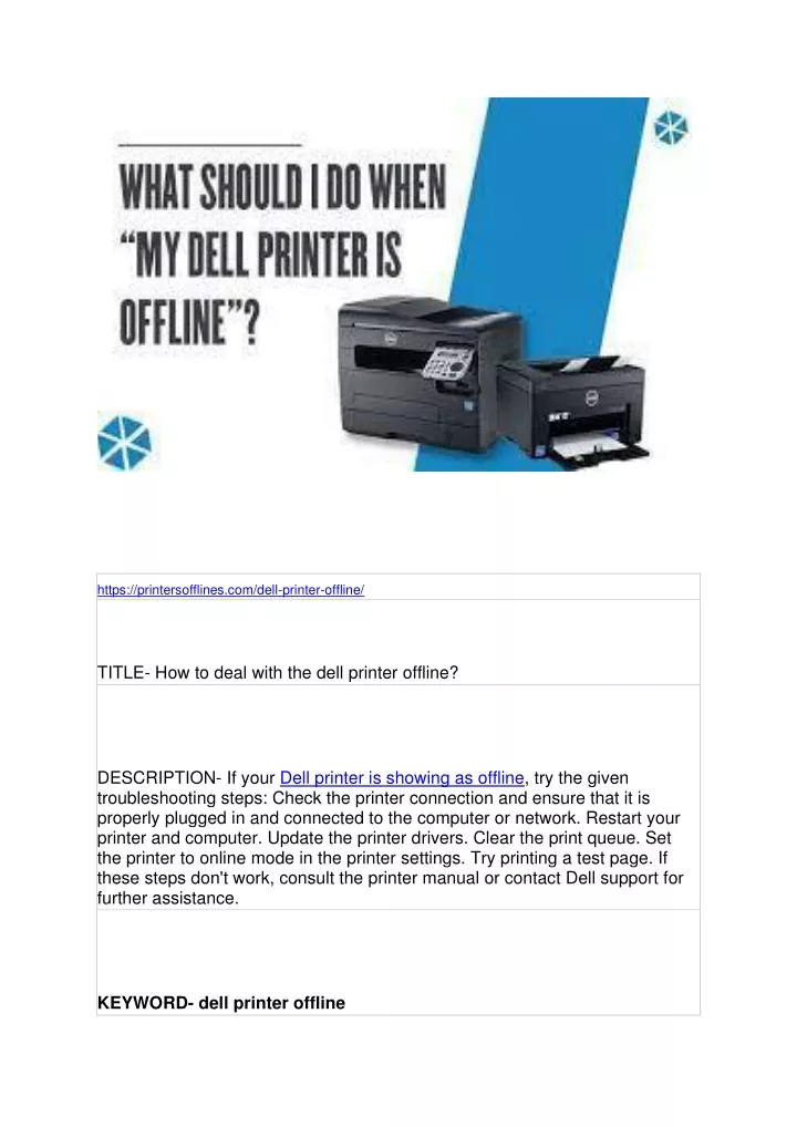 https printersofflines com dell printer offline