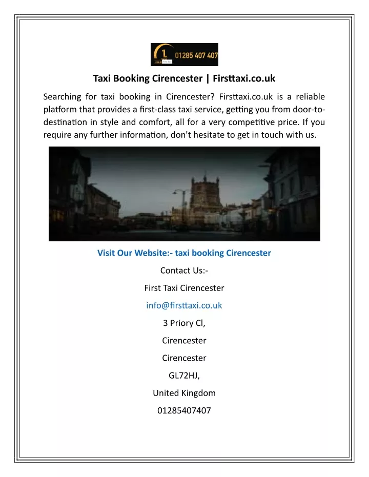 taxi booking cirencester firsttaxi co uk