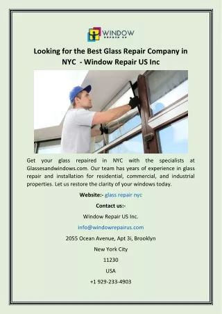 Looking for the Best Glass Repair Company in NYC  - Window Repair US Inc