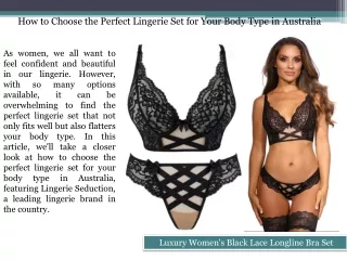 Choose the Perfect Lingerie Set for Your Body Type in Australia