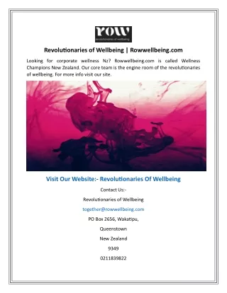 Revolutionaries of Wellbeing  Rowwellbeing.com