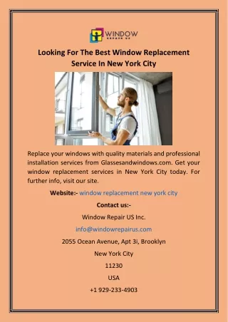 Looking For The Best Window Replacement Service In New York City