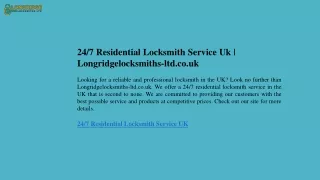24-7 Residential Locksmith Service Uk  Longridgelocksmiths-ltd.co.uk