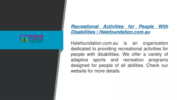 recreational activities for people with