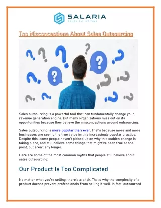 Top Misconceptions About Sales Outsourcing