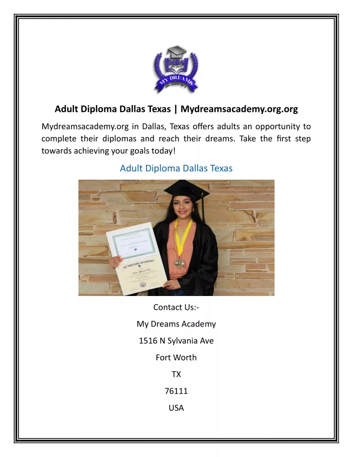 adult diploma dallas texas mydreamsacademy org org