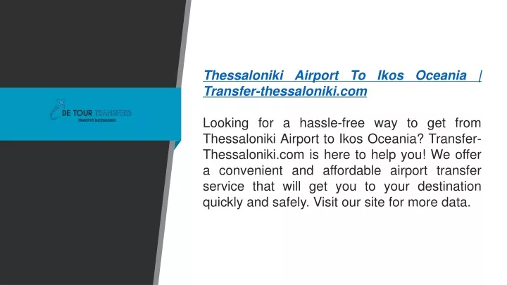 thessaloniki airport to ikos oceania transfer