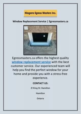 Window Replacement Service | Egressmasters.ca