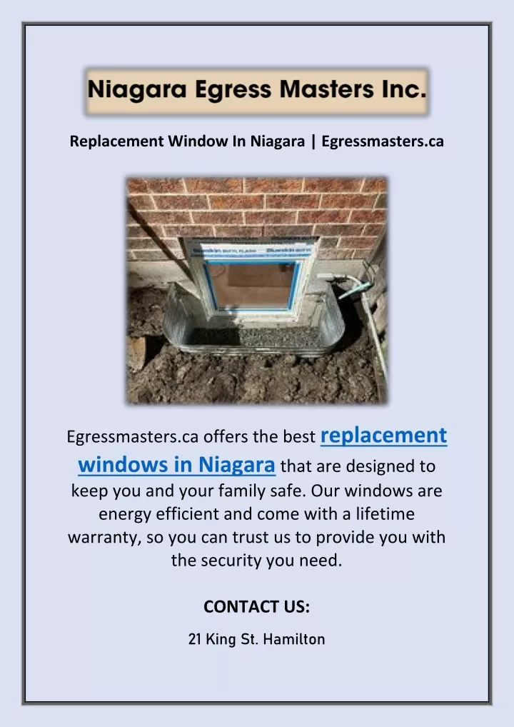 replacement window in niagara egressmasters ca