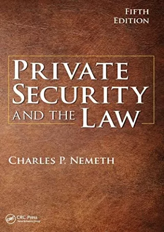 DOWNLOAD/PDF  Private Security and the Law