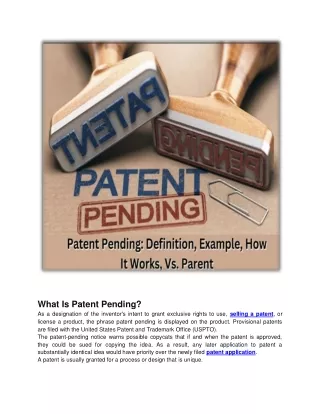 Patent Pending_ Definition, Example, How It Works, Vs. Parent