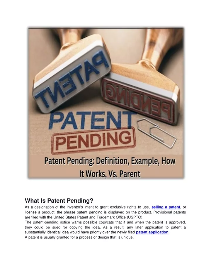 what is patent pending as a designation
