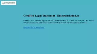 Certified Legal Translator  Elitetranslation.ae