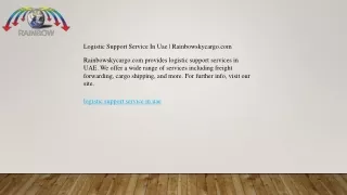 Logistic Support Service In Uae  Rainbowskycargo.com