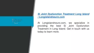 Si Joint Dysfunction Treatment Long Island
