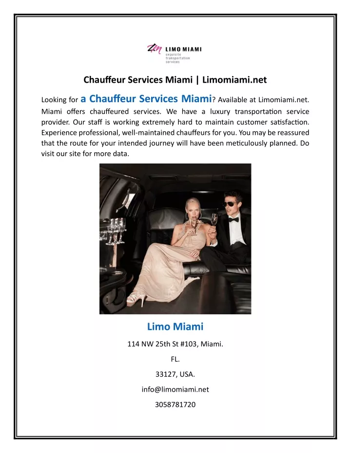 chauffeur services miami limomiami net