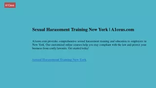 Sexual Harassment Training New York  A1ceus.com