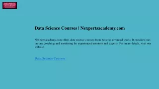 data science courses nexpertsacademy