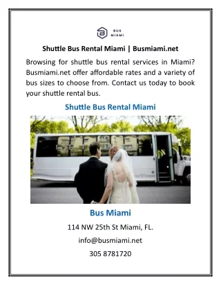 Shuttle Bus Rental Miami | Busmiami.net