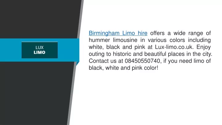 birmingham limo hire offers a wide range