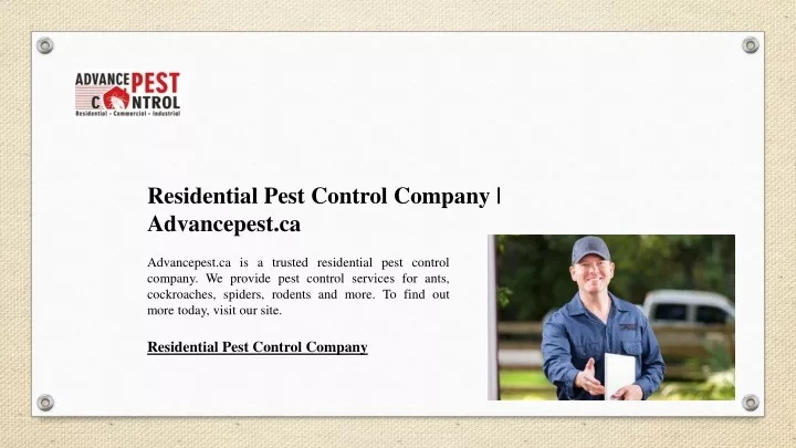 residential pest control company advancepest ca