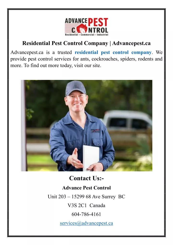 residential pest control company advancepest ca