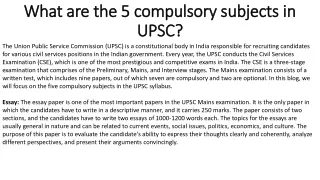 what are the 5 compulsory subjects in upsc