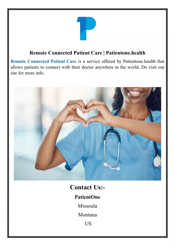 remote connected patient care patientone health