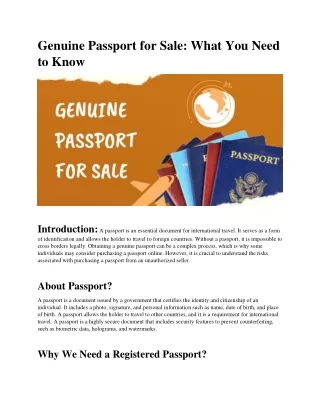 Genuine Passport for Sale - What You Need to Know