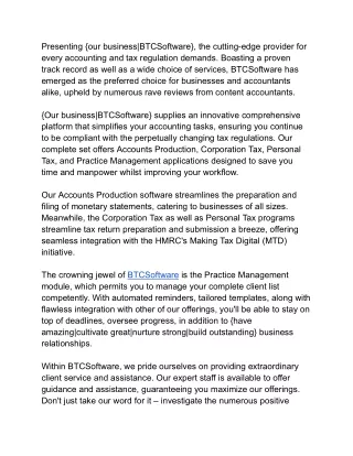 presenting our business btcsoftware the cutting