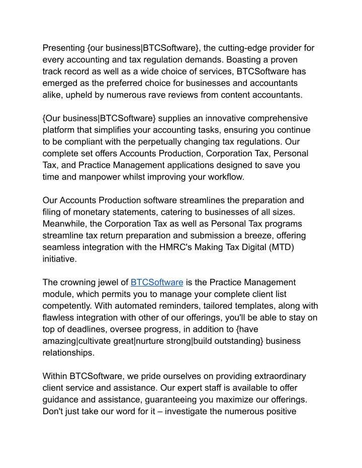 presenting our business btcsoftware the cutting